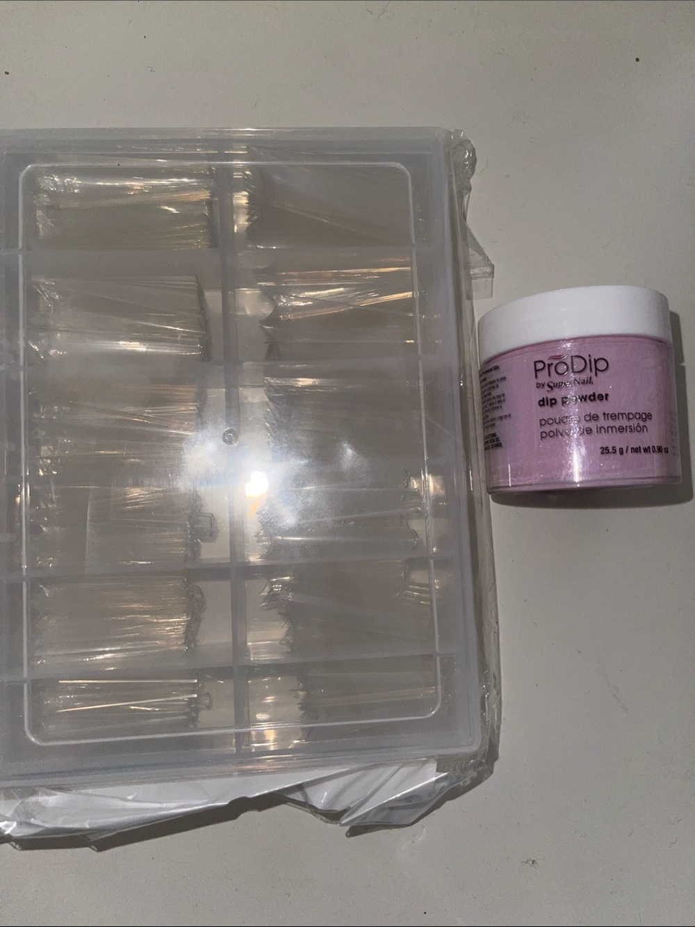 ProDip Pink Dip Powder with Clear Nail Tips